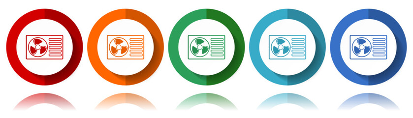 Aufkleber - Heat pump vector icons, flat icon set for logo design, webdesign and mobile applications, colorful web button collection in eps 10