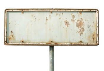 Vintage metal sign with distressed finish isolated with transparent background