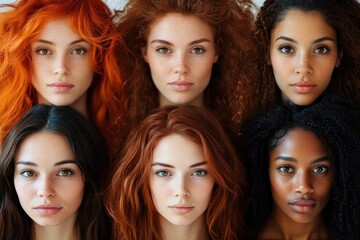 Six diverse female models showing diversity and racial inclusion