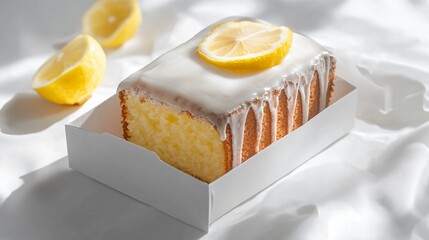 Decadent Lemon Drizzle Cake in Paper Box