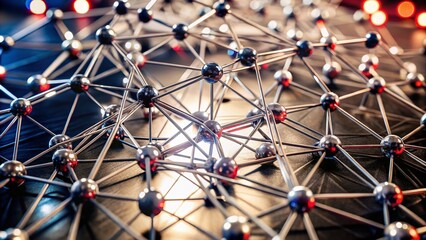 Poster - Abstract Network Connections in Blue Tones for Macro Photography Exploration