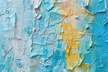 A detailed view of a vibrant blue and yellow painting, perfect for art or design projects