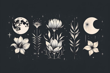 Moon floral elegant illustration