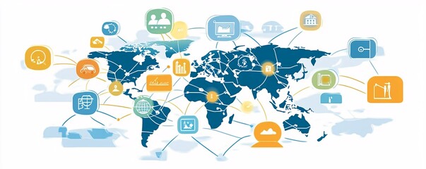 Poster - Global business and finance connecting the world through technology