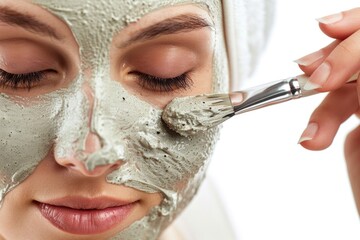 A close-up shot of a person wearing a face mask, suitable for use in medical or hygiene-related contexts