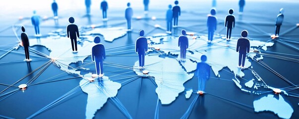 Poster - Global network connecting people around the world map