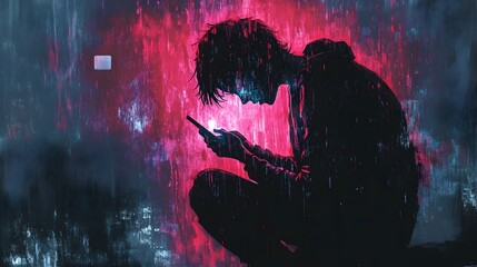 Somber Depiction of Teenage Depression Influenced by Social Media