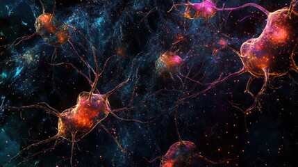 Poster - A digital illustration of the brain's neural pathways,