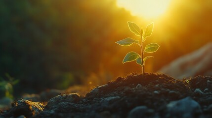 Small plant under sunlight representing eco-friendly growth and environmental sustainability