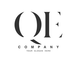 QE logo design. Initial letter q and e serif font style. Creative classic company name typography. Trendy logotype or identity.