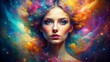 © Mystery - Beautiful fantasy abstract portrait of a beautiful in colorful galaxy