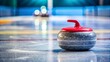 © Mystery - curling stone on the ice of stadium