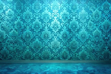 Vibrant turquoise and cobalt blue hues create an aquatic-inspired wallpaper with oceanic undertones, cobalt blue, water