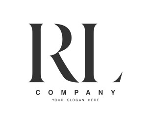 Wall Mural - RL logo design. Initial letter r and l serif font style. Creative classic company name typography. Trendy logotype or identity.