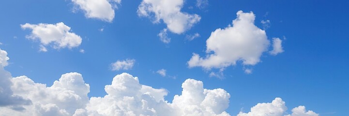 White cumulus cloud formation resembling fluffy cotton balls floating in a clear blue sky, cumulus, beauty, formation