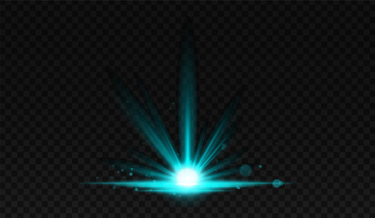 Glowing blue light stars with sparkles. Horizontal lens flares pack. Laser beams, light rays. Beautiful light flares. Glowing streaks on transparent background. Luminous abstract wallpaper