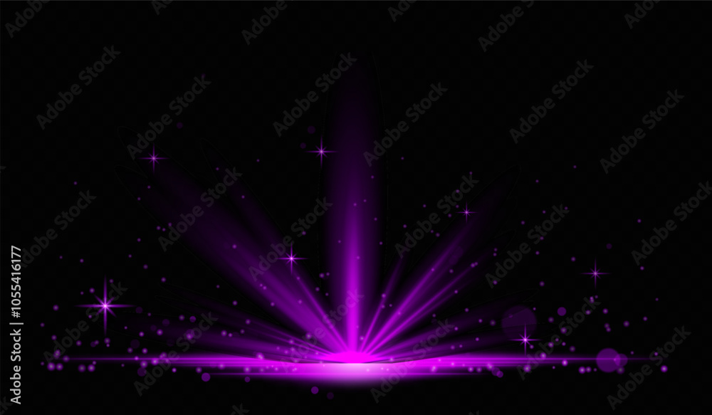 Puple Light Rays Glowing purple light stars with sparkles. Horizontal lens flares pack ...