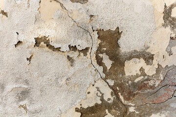 Aged concrete wall with rough weathered old surface with cracked cement in grunge style