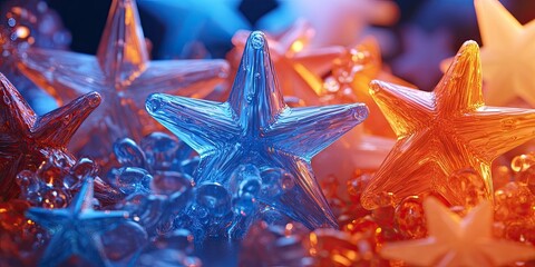 Wall Mural - blue and orange glowing stars. background, banner, poster, wallpaper for creative projects.