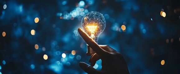Poster - Stock, machine learning, touch of robots and human hands on big data networks, Data science creative in light bulbs, science and stock technology, innovation for the future.