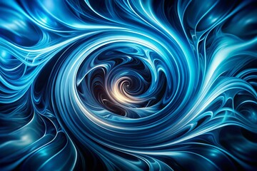 Poster - Ethereal Blue and Black Swirl Pattern - Abstract Background for Sci-Fi and Tech Visuals