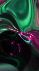 Poster - abstract liquid design with reflection of green light