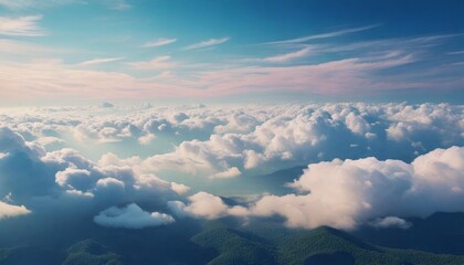 Wall Mural - background with soft layered clouds under a cloudy sky, with fine mist floating in the air