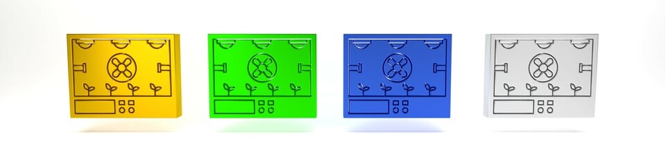 Poster - colorful smart farming technology - farm automation system icon isolated on white background. minima