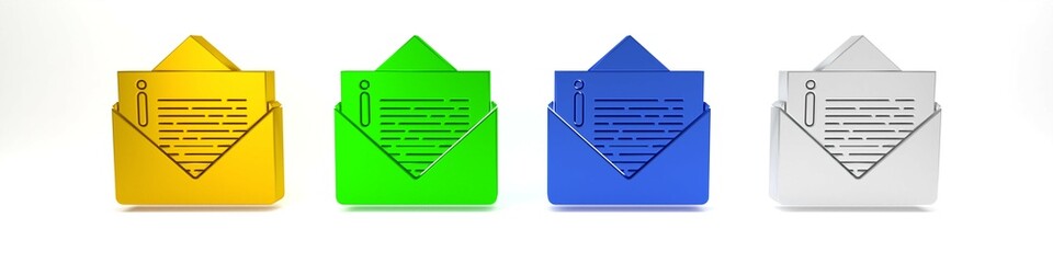 Poster - colorful envelope icon isolated on white background. email message letter symbol. minimalism concept