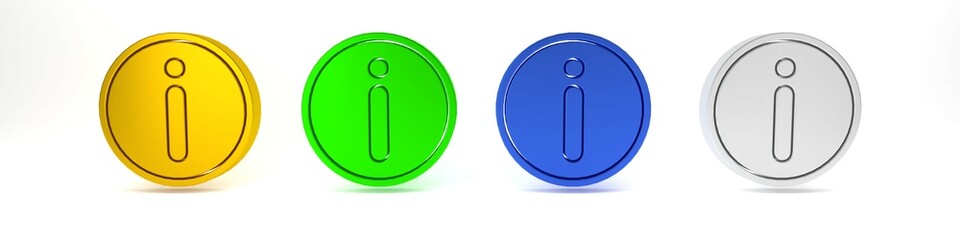 Poster - Colorful Information icon isolated on white background. Minimalism concept. 3D render illustration