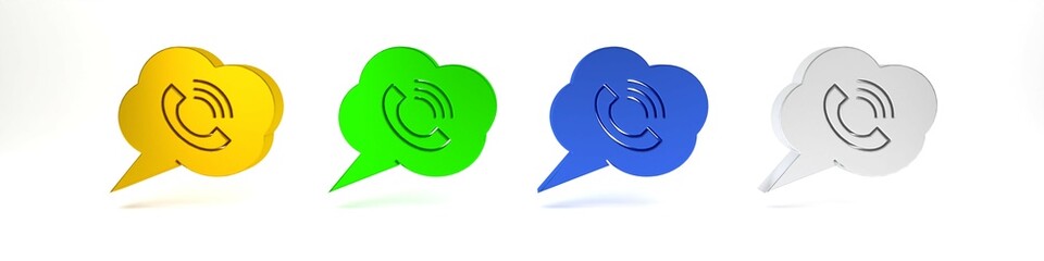 Poster - Colorful Speech bubble with phone call icon isolated on white background. Minimalism concept. 3D render illustration