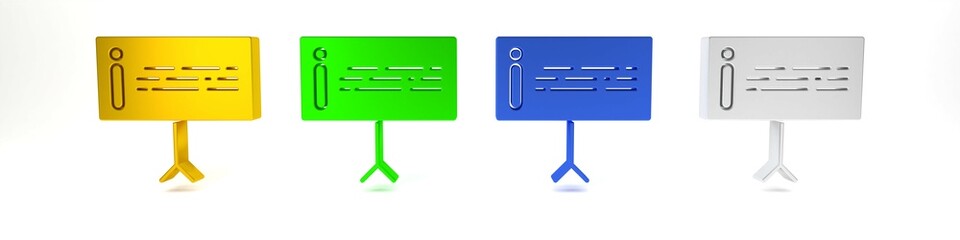 Poster - Colorful Information icon isolated on white background. Minimalism concept. 3D render illustration