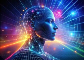 Poster - Futuristic Abstract Digital Grid Technology Background with Motion Elements for Dynamic Visuals and Presentations