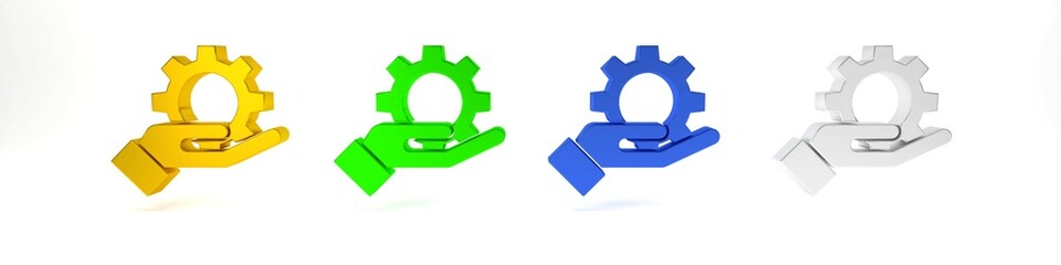 Poster - colorful hand settings gear icon isolated on white background. adjusting, service, maintenance, repa
