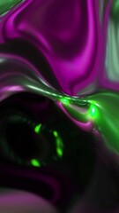 Poster - abstract liquid design with reflection of green purple light
