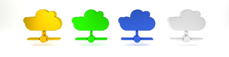 Poster - Colorful Network cloud connection icon isolated on white background. Social technology. Cloud computing concept. Minimalism concept. 3D render illustration