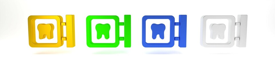 Poster - colorful dental clinic location icon isolated on white background. minimalism concept. 3d render ill