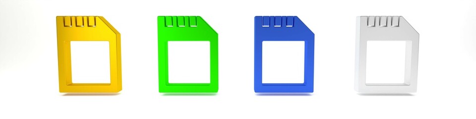 Poster - Colorful SD card icon isolated on white background. Memory card. Adapter icon. Minimalism concept. 3D render illustration