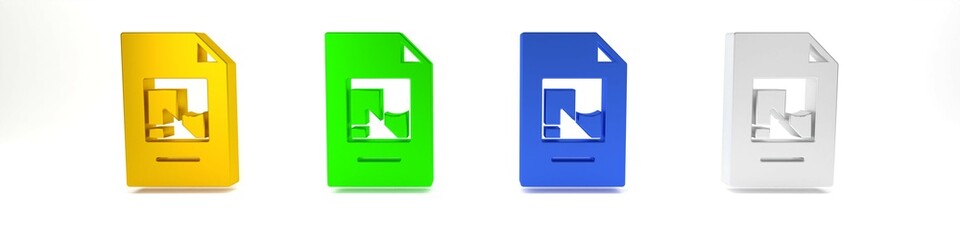 Poster - Colorful File document with illustration icon isolated on white background. Checklist icon. Business concept. Minimalism concept. 3D render illustration
