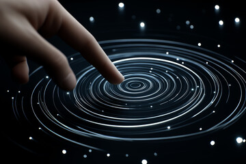 Poster - Close-up of a futuristic wearable holographic device being digitally sketched, 