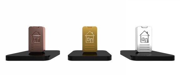 Poster - Colorful Smart home icon isolated on white background. Remote control. Minimalism concept. 3D render illustration