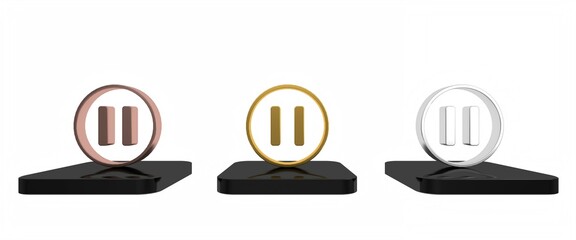 Poster - Colorful Pause button icon isolated on white background. Minimalism concept. 3D render illustration
