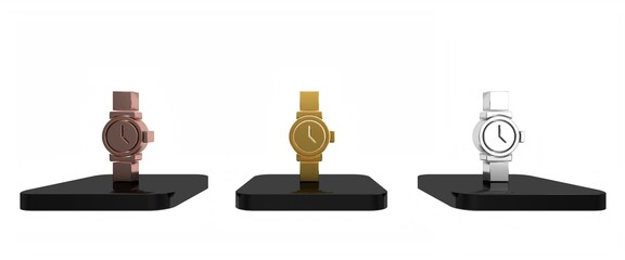 Poster - Colorful Wrist watch icon isolated on white background. Wristwatch icon. Minimalism concept. 3D render illustration
