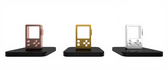 Poster - Colorful Portable video game console icon isolated on white background. Gamepad sign. Gaming concept. Minimalism concept. 3D render illustration