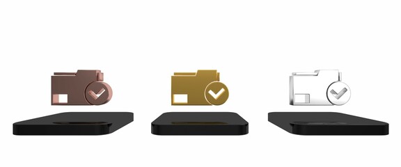 Poster - colorful document folder and check mark icon isolated on white background. checklist icon. business 
