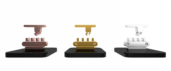 Poster - colorful factory conveyor system belt icon isolated on white background. robot industry concept. min