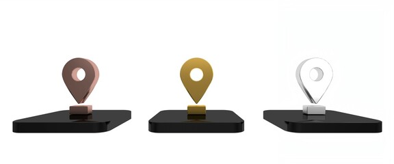 Poster - Colorful Map pin icon isolated on white background. Navigation, pointer, location, map, gps, direction concept. Minimalism concept. 3D render illustration