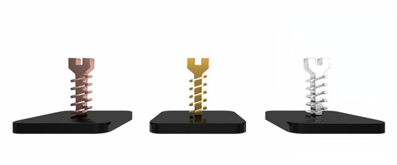 Poster - Colorful Metallic screw icon isolated on white background. Minimalism concept. 3D render illustration