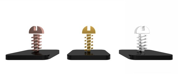 Poster - Colorful Metallic screw icon isolated on white background. Minimalism concept. 3D render illustration