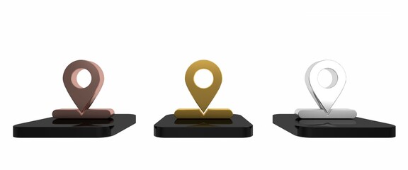 Poster - Colorful Map pin icon isolated on white background. Navigation, pointer, location, map, gps, direction concept. Minimalism concept. 3D render illustration